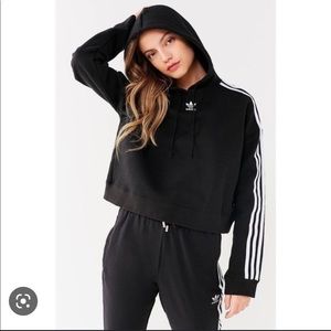 Adidas Originals 3 stripes Black Crop Hoodie